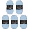 Wollbiene Softy, 5 gomitoli di lana di ciniglia da 100 g, per lavorare a maglia, lana per bambini, 500 g, lana di ciniglia Super Bulky Crochet Yarn (azzurro 31)