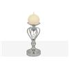 AlexandreHouse PORTAVELA LISO METAL PLATEADO BOLA VIDRIO
