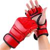 Leapiture Guanti da Boxe Guanti Protettivi per Kickboxing Guanti da Allenamento per Boxe Guanti da Boxe Mezze Dita MMA Rossi per Allenamento in Palestra per Adulti