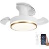 Caunmar Ventilatore Da Soffitto Con Luce E Telecomando Silenzioso, Moderne Lampadario Con Pale A Scomparsa, Dimmerabile Reversibile Motore Dc Plafoniera Con Ventilatore Con Pale Retrattili Per Camera Da Letto