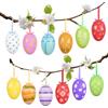 AhfuLife 12Pezzi Appese Uova di Pasqua - Decorazioni per Albero di Pasqua in Plastica Colorata 4x6 cm, Uova Dipinte con Design Festivo per Casa, Giardino e Feste (Stile 2)