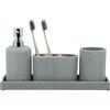 ZCCZ Set di 4 accessori da bagno bianco e nero con dispenser di sapone, porta spazzolino da denti, bicchiere da bagno e vassoio da toeletta, organizer decorativo per bancone