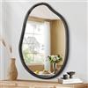 HLFMVWE Specchio da parete irregolare, nero asimmetrico, per parete, cornice in legno moderno, specchio da toeletta unico, specchio decorativo per soggiorno, bagno, camera da letto, ingresso, piccolo, 35 x 25