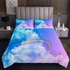 Loussiesd Galaxy Copriletto trapuntato copriletto copriletto arcobaleno nuvole copertura rosa viola pastello colori set trapunta fantasia paesaggio magico camera trapuntata 2 pezzi dimensione singola170X230cm