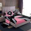 Loussiesd Set di lenzuola astratte moderne rosa grigio nero lenzuolo per bambini adolescenti adulti strisce geometriche Dot Set biancheria da letto Set di biancheria da letto con motivo artistico decorazione c