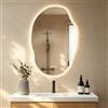 S'bagno Irregolare Specchio Bagno con Luce 60x90cm, Bluetooth Specchio LED Bagno, Anti-Fog, 3000K-6500K, Dimmerabile, Memoria, Vetro Temperato, IP44 Impermeabile, Orizzontale/Verticale