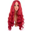 MapofBeauty 28 Pollice/70 cm Lungo Wavy Middle Part Sintetico fibra Ricci Capelli Sostituzione Party Cosplay Quotidiano Parrucche (luminoso Rosso)
