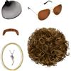 Futuhada Set di 6 Parrucche da Uomo Anni '70 80, Afro Fancy Parrucca da Discoteca con 2 Collana e Baffi, Corti Ricci Ispidi, Biondi Castani Aspetto Funky Veri Capelli, Ideali per Carnevale e Feste