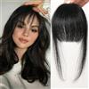 FFWTPY Frangetta Capelli Veri Clip Topper Capelli Veri Donna Frangia Capelli Veri Tupe Capelli Veri Donna Extension Capelli Veri Frange Extension Frangetta Finta Con Clip（Nero)