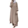 KBOPLEMQ Abito musulmano da donna vestito musulmano con pantaloni maxi abito islamico Medio Oriente Dubai Turchia Arabo Per Ramadan Signore Manica Lunga Abito Musulmano Preghiera Abaya Abito, N kaki,