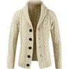 MANYMANY Cardigan da Uomo con Collo a Scialle con Bottoni Cardigan da Uomo in Maglia a trecce Giacca con Maglione Lavorato a Maglia Grossa