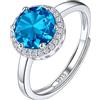Suplight Anelli Argento 925 Donna Punto Luce Anello con Pietra Blu Turchese Anello Regolabile Donna Argento 925 Dicembre con Confezione Regalo
