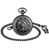 MICGIGI orologio da taschino meccanico unisex a carica manuale, con catena (nero)