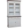 Vicentini arreda CREDENZA CRISTALLIERA IN LEGNO 2 PORTE MOD MARTINI SHABBY CHIC BIANCO ANTICATO E NOCE SCURO