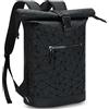 Lekeinchi Zaino Rolltop Uomo Donna Porta PC 17 Pollici | Zaino Impermeabile Uomo Donna - Rains Zaino Espandibile - Viaggio Casual Lavoro Università - Diamante Nero
