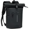 Lekeinchi Zaino Rolltop Uomo Donna Porta PC 17 Pollici | Zaino Impermeabile Uomo Donna - Rains Zaino con Strisce Riflettenti - Zaino da Viaggio Espandibile - Casual Lavoro Università - Nero XL