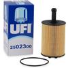 UFI Filters, Filtro Olio 25.023.00, Filtro Olio per Ricambio, Adatto a Auto, Applicabile su Diversi Modelli Audi, Ford, Jeep, Mitsubishi, Seat, Skoda e Volkswagen