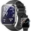 Blackview Smartwatch Donna Uomo, 1.96' HD AMOLED Orologio Intelligente Fitness, Effettua e Rispondi alle Chiamate/112+ Sportive/SpO2/Monitoraggio del Sonno/Cardiofrequenzimetro per Android IOS