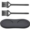 GORGECRAFT 16x8.1cm Vassoio Macina Sale e Pepe Supporto per Macinino Pepe In Legno Protezione per Tavolo Da Pranzo Shaker con 2 Spazzola per 2 Macinini Cucina Stoccaggio Domestica Artigianato Nero