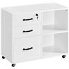 Yaheetech Armadietto Portadocumenti Schedario da Ufficio in Legno con 3 Cassetti Mobile Porta Stampante con Scomparti Mobiletto da Archivio con Ruote 80 x 40 x 65,5 cm Bianco