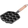 Yosoo Piastra per Takoyaki, Padella Takoyaki in Ghisa, Padella Takoyaki a 14 Fori Stampo Antiaderente per Polpette di Polpo in Ghisa con Manico Staccabile per Cottura Domestica