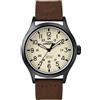 Timex T49963 Orologio da Polso al Quarzo, Analogico, Unisex, Pelle, Beige/Marrone