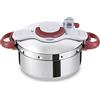 Tefal Tafal Clipso Minut - Pentola a Pressione in Acciaio Inox, con 5 sistemi di Sicurezza, Chiusura Facile con Una Mano, Colore: Rosso, Acciaio Inox, edelstahl/Weiß/Rot, 37.4 x 28.5 x 24.6 cm