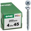 SPAX Vite universale, 4,5 x 45 mm, 200 Pezzi,A croce Z2, 4CUT, WIROX A3J, 1081010450453