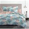 Home Linge Passion | Copripiumino - 3 Pezzi | 100% Cotone - 57 Fili | 2 Persone - 220x240 cm | AMAZONIE - Bianco E Corallo
