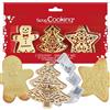 ScrapCooking SCRAP COOKING 2093 - Kit di pasticceria con taglierina per gatti in acciaio inox e waffle in legno per contatto alimentare, Natale