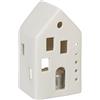 Relaxdays Casetta Portacandele in Ceramica, Casa Luminosa Porta-Tealight, per 1 Candelina, HLP: 12 x 7 x 6 cm, Bianco