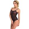 Magi Body da Donna in Tulle Trasparente Con Spalline per Spaghetti - Vestibilità Ottimale - S M L XL XXL - Tuta Intima Nero XXL