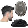 Mprosthesis Toupet per uomo - Parrucca per capelli umani, vergine europea, onda riccia, vero sistema di sostituzione umana per uomo, patch FPM (7x9)