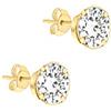 Carissima Orecchini a lobo zircone tondo 6 mm da donna in oro giallo 9 ct