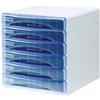Arda Cassettiera 6 cassetti ARDA OLIVIA polistirolo antiurto e atossico grigio/azzurro trasparente - TR13G6PBL