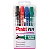 Pentel Marcatore permanente Pentel N60 con punta a scalpello 3,9/5,7 mm assortiti 4 pezzi - 0050504