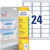 Avery Etichette permanenti per freezer Avery 63,5x33,9 mm bianco - 24 et./foglio - laser/inkjet - cf. 25 fogli L7970-25