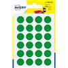 Avery Etichette rotonde colorate AVERY verde Ø 15 mm - 24 et/foglio - scrivibili a mano - bustina da 7 fogli - PSA15V