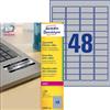Avery Etichette permanenti poliestere argento Avery 45,7x21,2 mm - 48 et/foglio - laser monocolore conf. 100 ff L6009-100