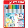 Stabilo Pennarelli Stabilo Pen 68 brush punta a pennello M 1 mm - assortiti scatola in metallo da 15 pz - 568/15-32