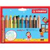 Stabilo Matite colorate Stabilo Woody 3 in 1 punta larga - colori assortiti astuccio di cartone da 10 pz + temperino 880/10-2