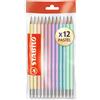 Stabilo Matite in grafite Stabilo Swano Pastel HB colori fusto assortiti con gommino - ecopack 12 pz F52269