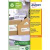 Avery Etichette in carta riciclata bianca per buste e pacchi Avery Laser 21 et./foglio 63,5x38,1 mm - conf. 15 fogli LR7160-15
