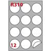Markin Etichette bianche rotonde permanenti Copiatabu R310 laser/inkjet - 12 et./foglio - conf. 100 ff Markin Ø60 mm