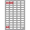 Markin Etichette bianche Copiatabu A400 38,1x21,2 mm- angoli arrotondati - 65 e.t/foglio - conf. 100 fogli Markin