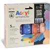 Primo Colore acrilico Primo in bottiglia PET con tappo dosatore 75 ml tinte metal - conf. 5 pezzi - 4213TATM5MET