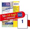 Avery Etichette bianche Avery Ultragrip & Jamfree™ adesivo permanente laser 1 et./foglio conf. 50+10 ff OMAGGIO