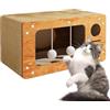 Generic Casetta per gatti in cartone - Casetta tiragraffi 2 in 1, letto combinato per gatti, gattini e cani