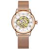 MG. ORKINA ORKINA Orologio Donna Automatico Meccanico da Scheletro con Cinturino in Acciaio Inossidabile Intrecciato in Oro Rosa