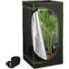 Relaxdays Tenda per Coltivazione Idroponica, Serra per Piante da Interno, Telo Riflettente HLP: 120x60x60 cm, Nero Verde